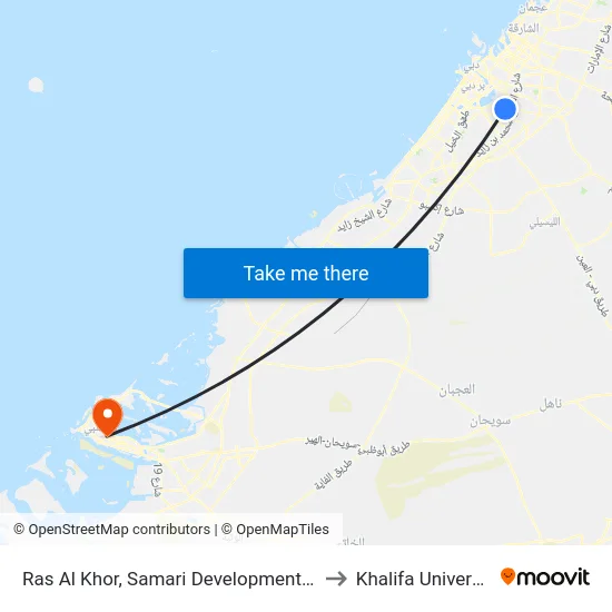 Ras Al Khor, Samari Development - 01 to Khalifa University map