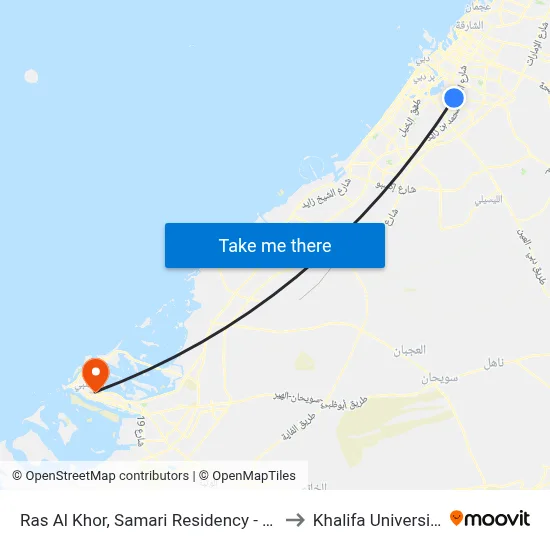 Ras Al Khor, Samari Residency - 01 to Khalifa University map