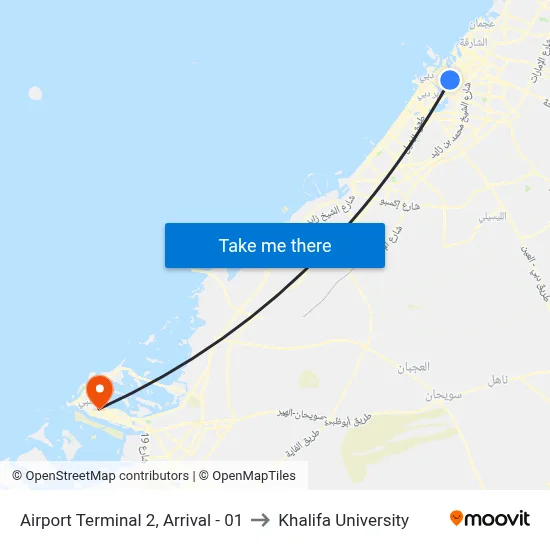 Airport Terminal 2, Arrival - 01 to Khalifa University map