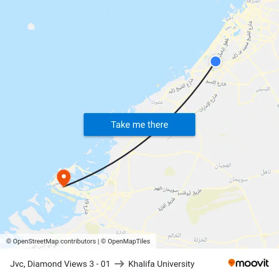 Jvc, Diamond Views 3 - 01 to Khalifa University map