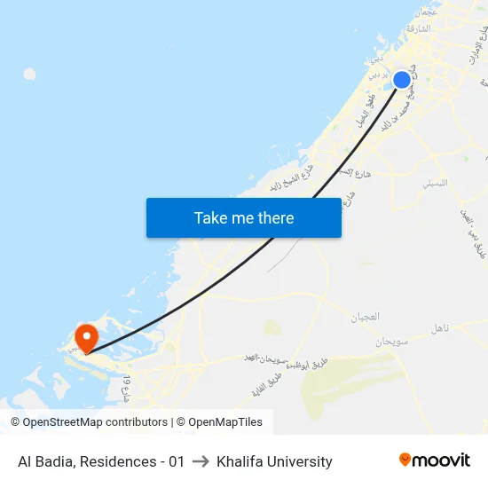 Al Badia, Residences - 01 to Khalifa University map