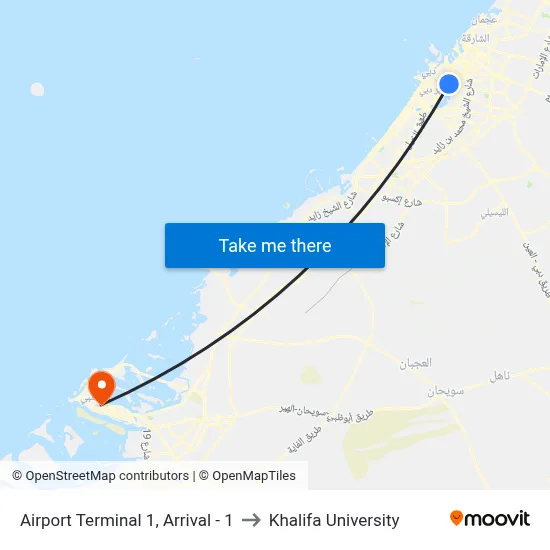 Airport Terminal 1, Arrival - 1 to Khalifa University map