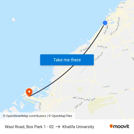 Wasl Road, Box Park 1 - 02 to Khalifa University map