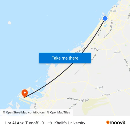 Hor Al Anz, Turnoff - 01 to Khalifa University map