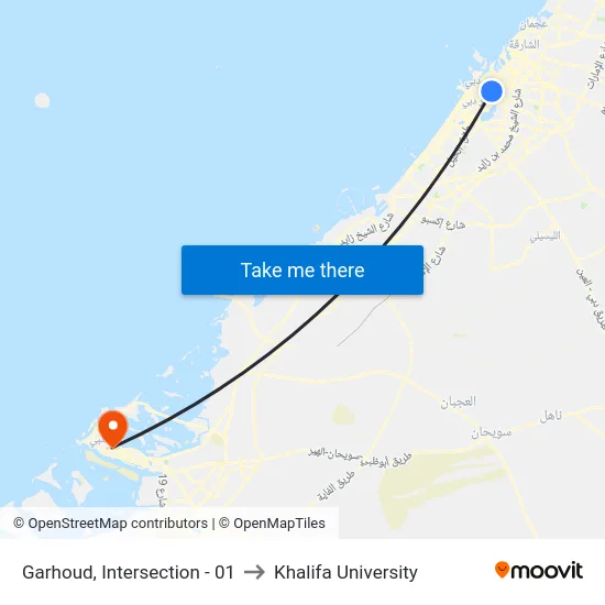 Garhoud, Intersection - 01 to Khalifa University map