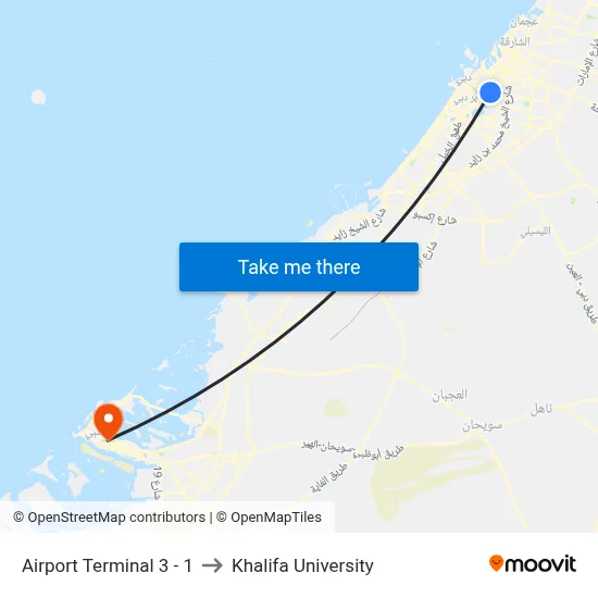 Airport Terminal 3 - 1 to Khalifa University map