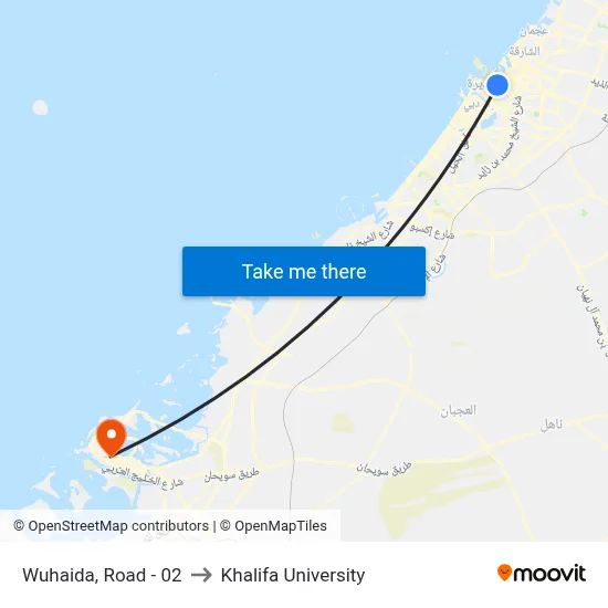 Wuhaida Road - 02 to Khalifa University map