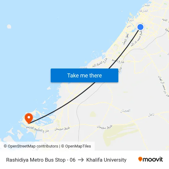 Rashidiya Metro Bus Stop - 06 to Khalifa University map