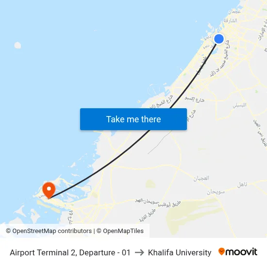 Airport Terminal 2, Departure - 01 to Khalifa University map