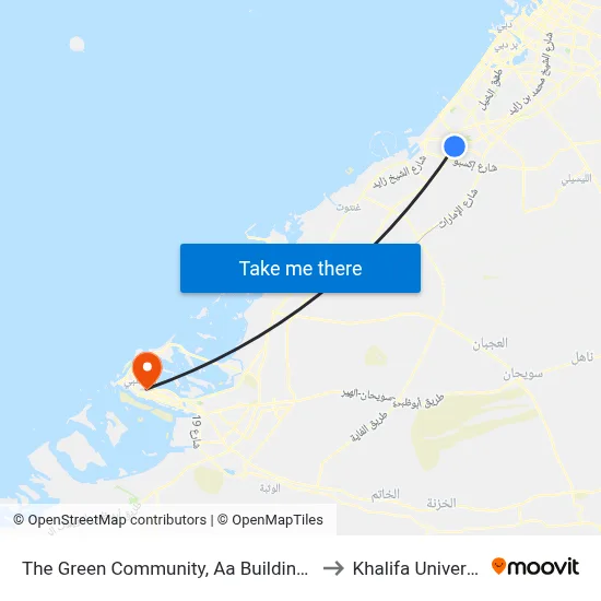 The Green Community, Aa Building - 01 to Khalifa University map