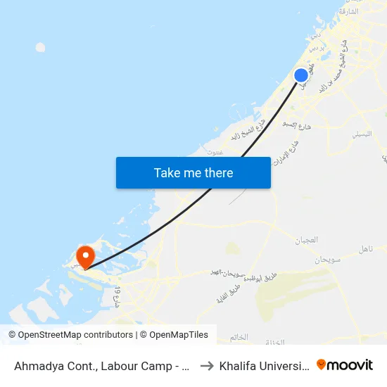 Ahmadya Contractors Labour Camp - 02 to Khalifa University map