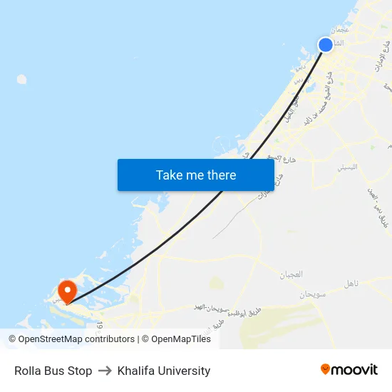 Rolla Bus Stop to Khalifa University map