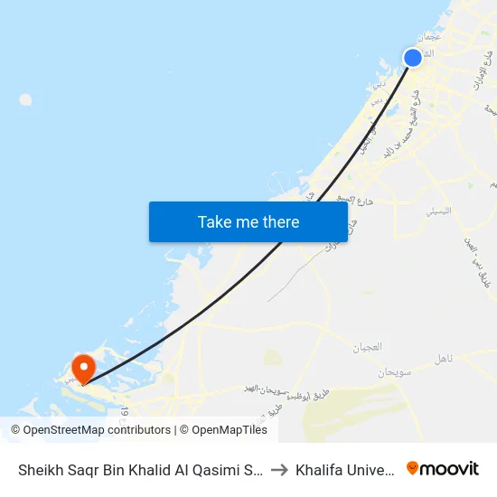 Sheikh Saqr Bin Khalid Al Qasimi St. Stop to Khalifa University map