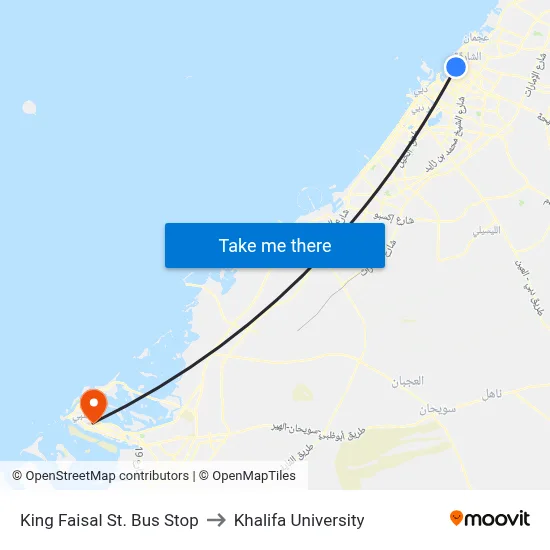 King Faisal Street Bus Stop to Khalifa University map