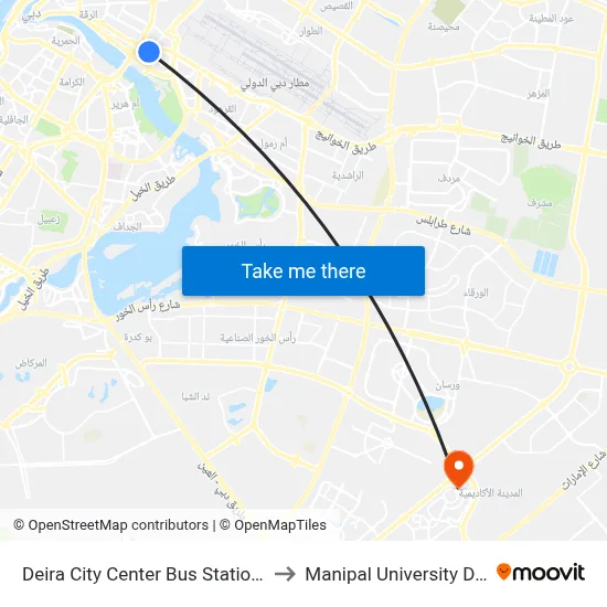 Deira City Center Bus Station - 02 to Manipal University Dubai map