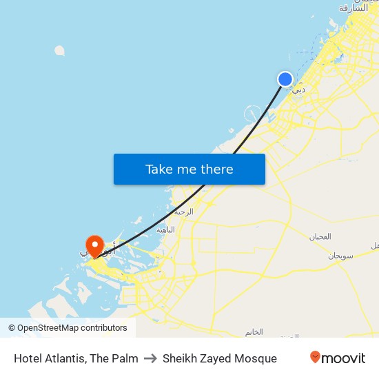 اتلانتس to Sheikh Zayed Mosque map