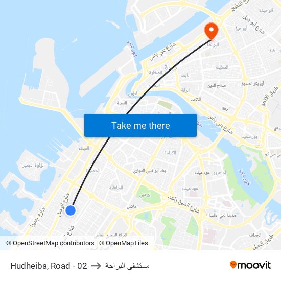 Hudheiba, Road - 02 to مستشفى البراحة map