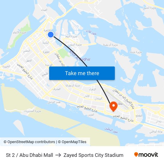 St 2 / Abu Dhabi Mall to Zayed Sports City Stadium map