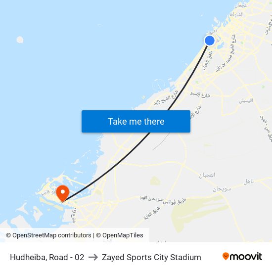 Hudheiba, Road - 02 to Zayed Sports City Stadium map