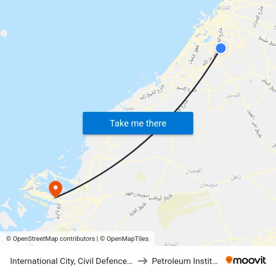 International City, Civil Defence - 2 to Petroleum Institute map