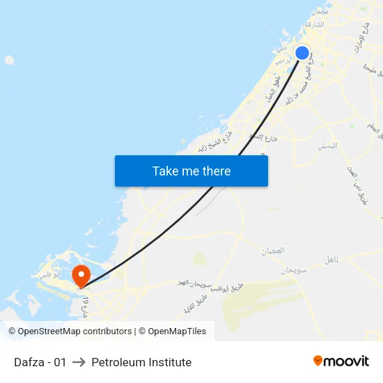 Dafza - 01 to Petroleum Institute map