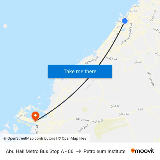 Abu Hail Metro Bus Stop A - 06 to Petroleum Institute map