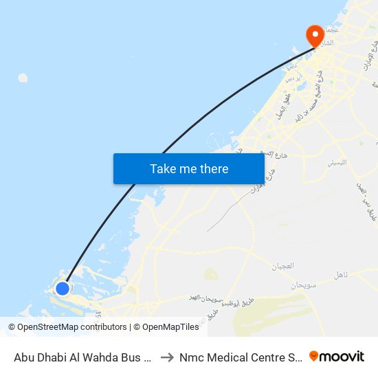 Abu Dhabi Al Wahda Bus Station to Nmc Medical Centre Sharjah map