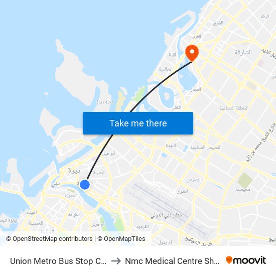 Union Metro Bus Stop C - 02 to Nmc Medical Centre Sharjah map