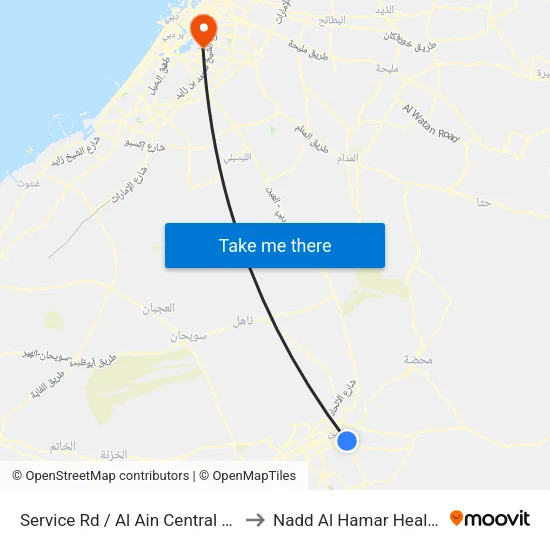 Service Road / Al Ain Central Bus Station to Nadd Al Hamar Health Center map