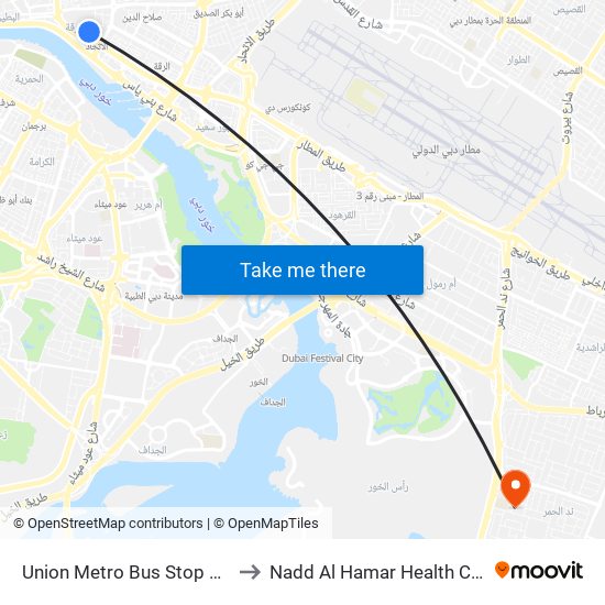 Union Metro Bus Stop C - 02 to Nadd Al Hamar Health Center map