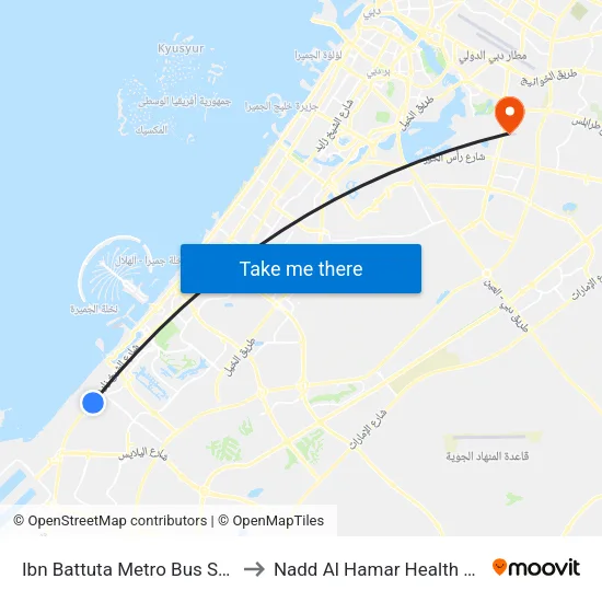 Ibn Battuta  Metro Bus Stop - 7 to Nadd Al Hamar Health Center map