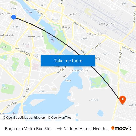 Burjuman Metro Bus Stop B - 02 to Nadd Al Hamar Health Center map