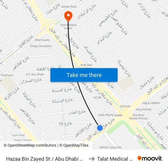Hazaa Bin Zayed St /  Abu Dhabi Bus Station to Talat Medical Center map