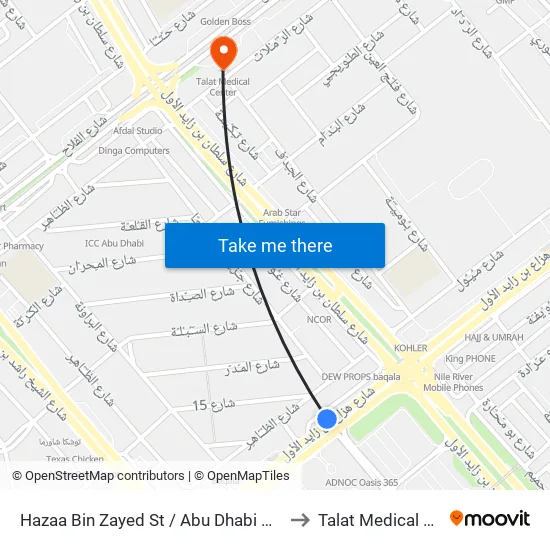 Hazaa Bin Zayed St / Abu Dhabi Bus Station to Talat Medical Center map