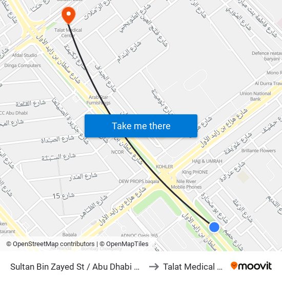 Sultan Bin Zayed St / Abu Dhabi Bus Station to Talat Medical Center map
