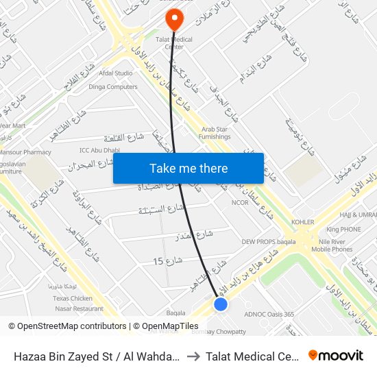 Hazaa Bin Zayed St / Al Wahda Mall to Talat Medical Center map