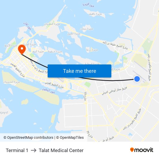 Terminal 1 to Talat Medical Center map