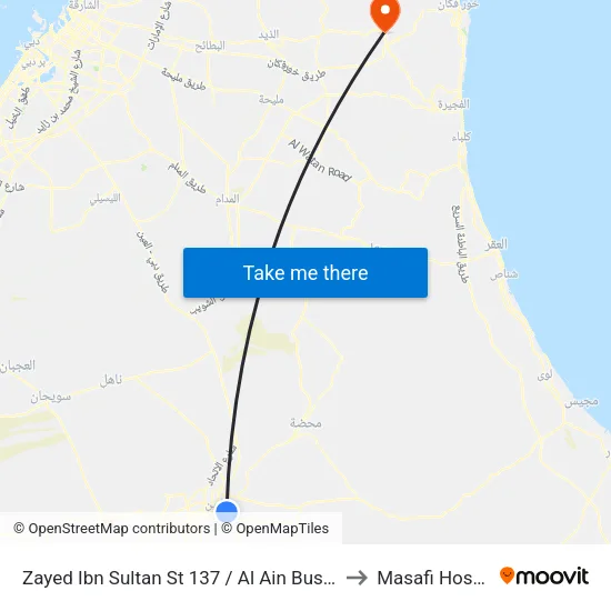 Zayed Ibn Sultan St 137 / Al Ain Bus Station to Masafi Hospital map