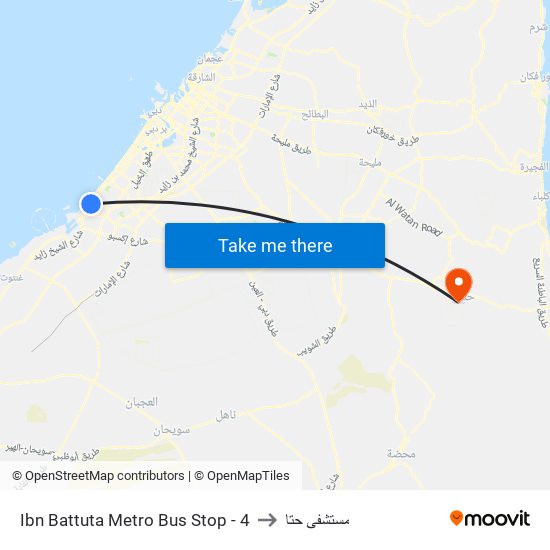 Ibn Battuta  Metro Bus Stop - 4 to مستشفى حتا map