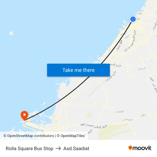 Rolla Square Bus Stop to ASD Saadiat map