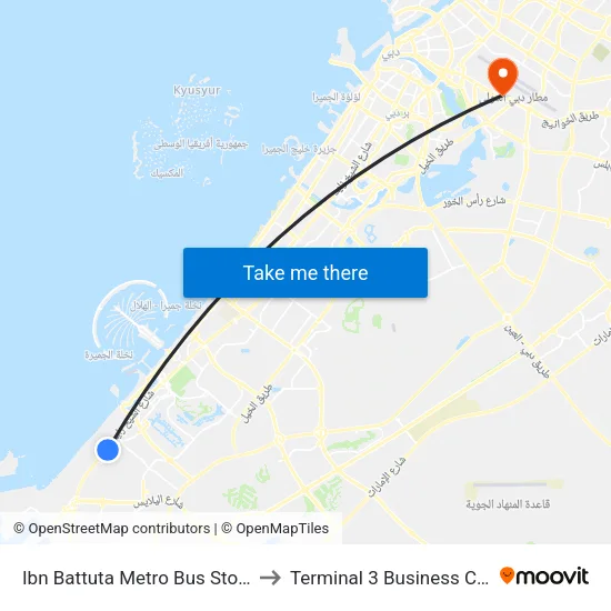 Ibn Battuta  Metro Bus Stop - 7 to Terminal 3 Business Class map