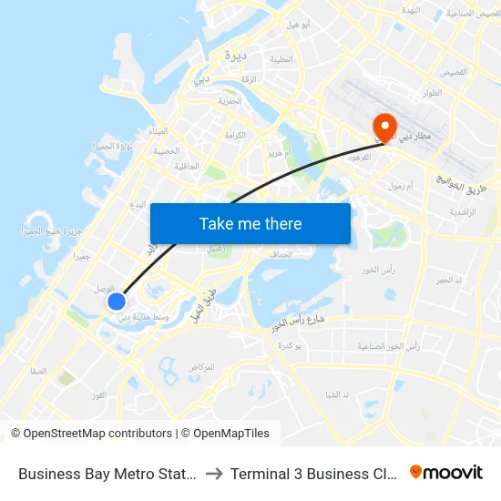 Business Bay Metro Station to Terminal 3 Business Class map