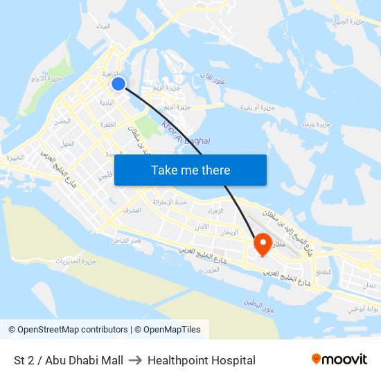 St 2 / Abu Dhabi Mall to Healthpoint Hospital map