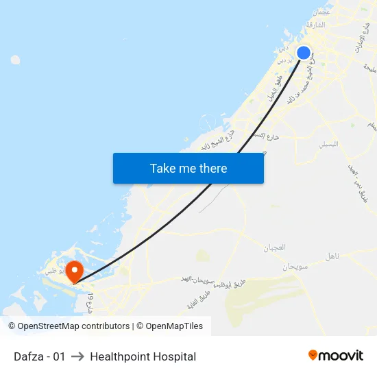 Dafza - 01 to Healthpoint Hospital map