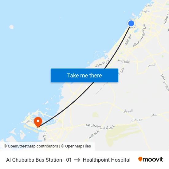 Al Ghubaiba Bus Station - 01 to Healthpoint Hospital map