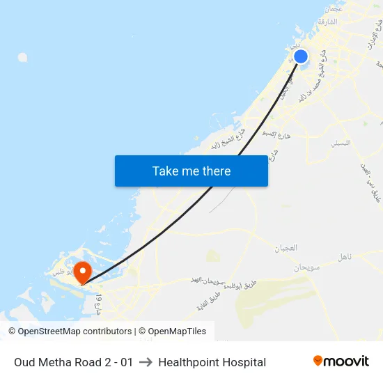 Oud Metha Road 2 - 01 to Healthpoint Hospital map