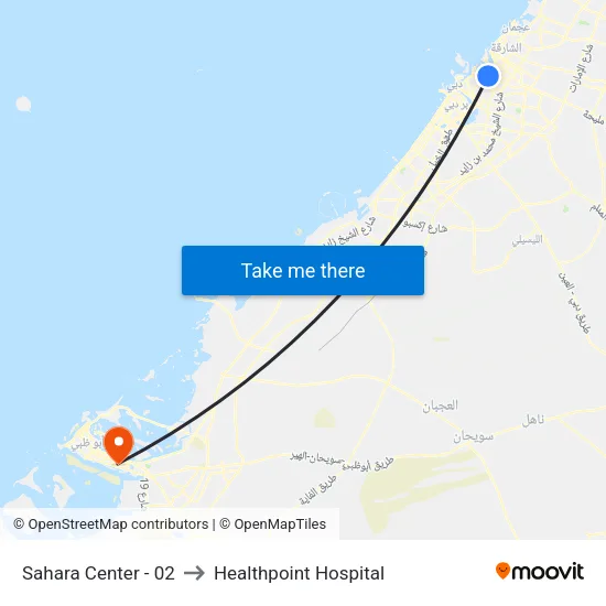 Sahara Center - 02 to Healthpoint Hospital map