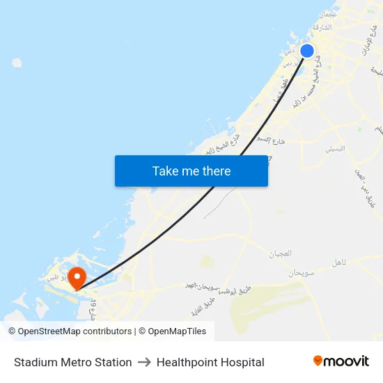 Stadium Metro Station to Healthpoint Hospital map