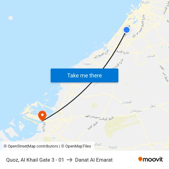 Quoz, Al Khail Gate 3 - 01 to Danat Al Emarat map
