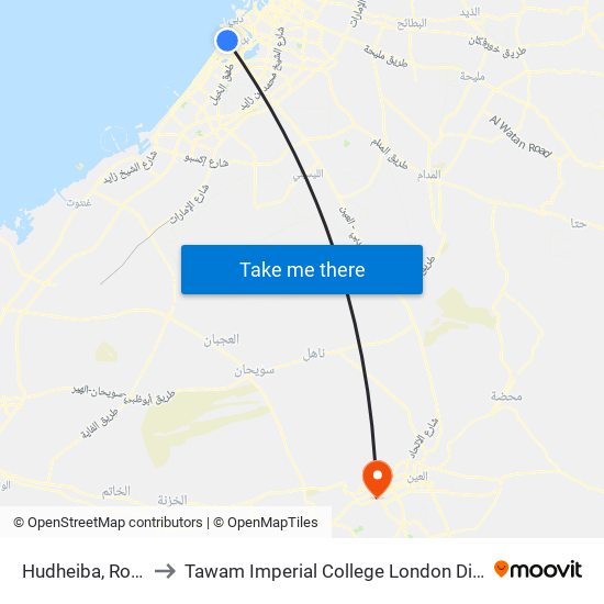 Hudheiba, Road - 02 to Tawam Imperial College London Diabetes Center map